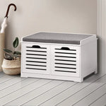 Artiss Fabric Shoe Bench with Drawers - White & Grey - Furniture > Living Room