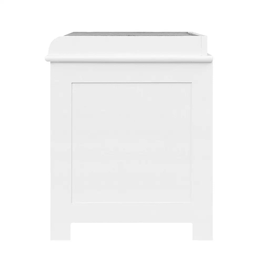 Artiss Fabric Shoe Bench with Drawers - White & Grey - Furniture > Living Room