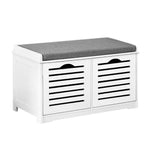 Artiss Fabric Shoe Bench with Drawers - White & Grey - Furniture > Living Room