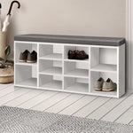 Artiss Fabric Shoe Bench with Storage Cubes - White - Furniture > Living Room