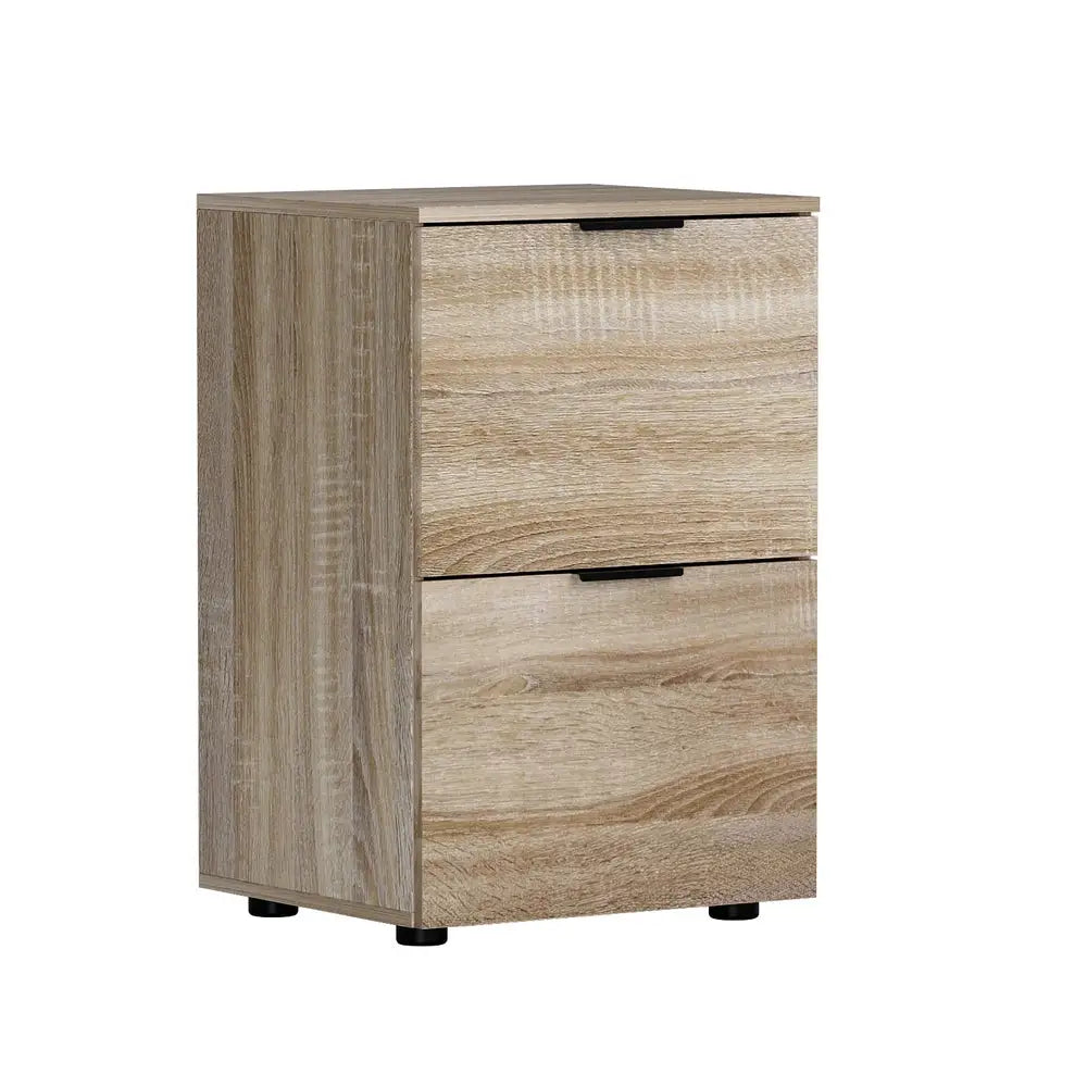 Artiss Filing Cabinet Files Storage Office Shelves File Organiser Oak 2 Drawer - Home & Garden > Home Office