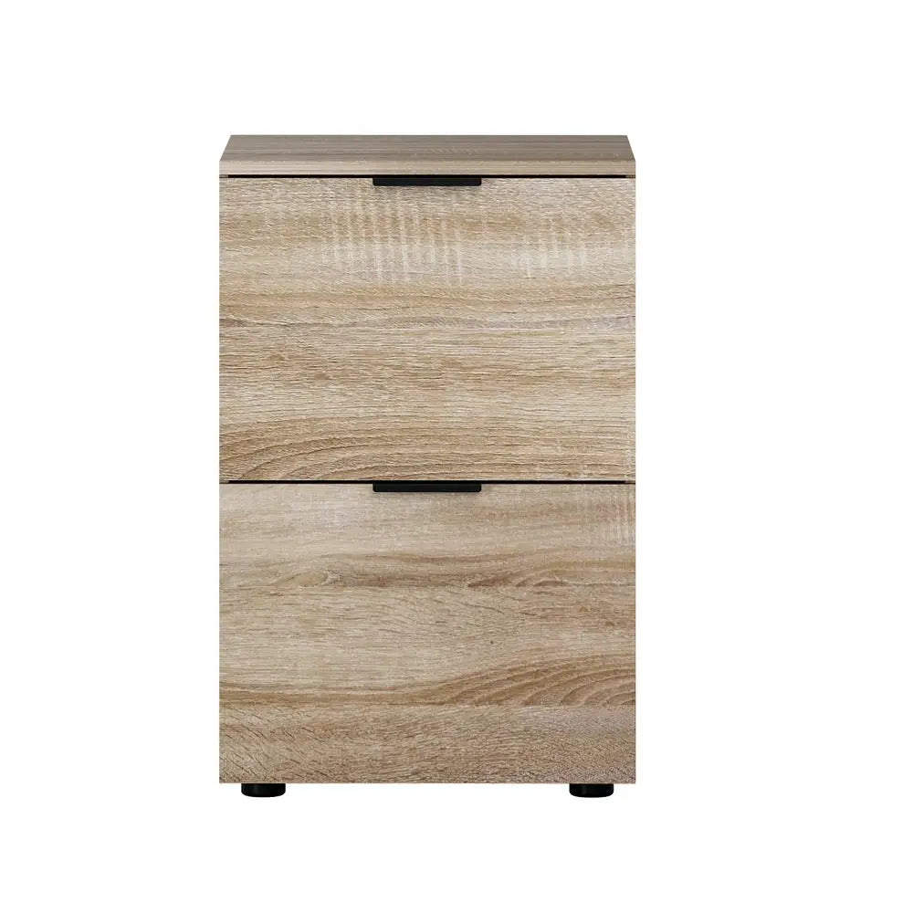 Artiss Filing Cabinet Files Storage Office Shelves File Organiser Oak 2 Drawer - Home & Garden > Home Office