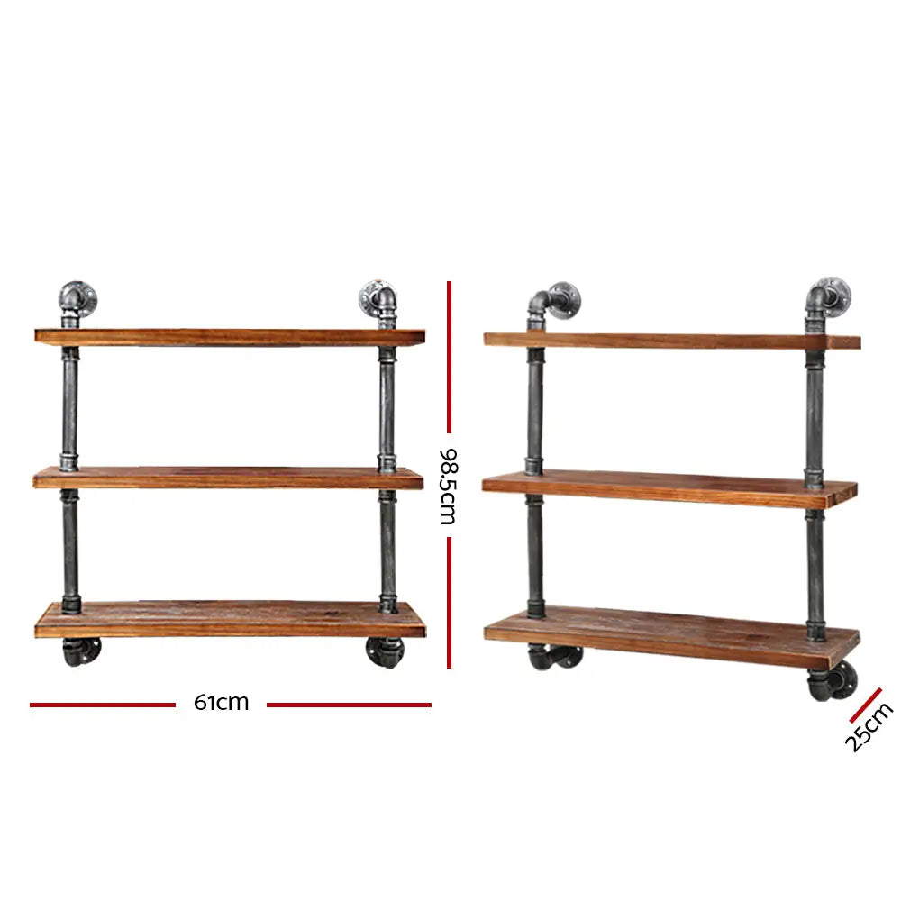 Artiss Floating DIY Pipe Shelf 3 Tiers - IRMA - Furniture > Living Room