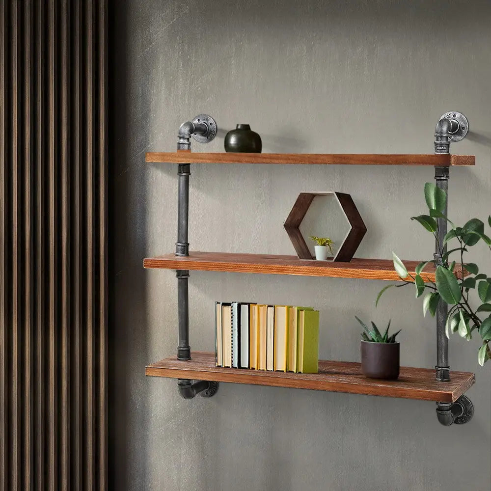 Artiss Floating DIY Pipe Shelf 3 Tiers - ISSA - Furniture > Living Room