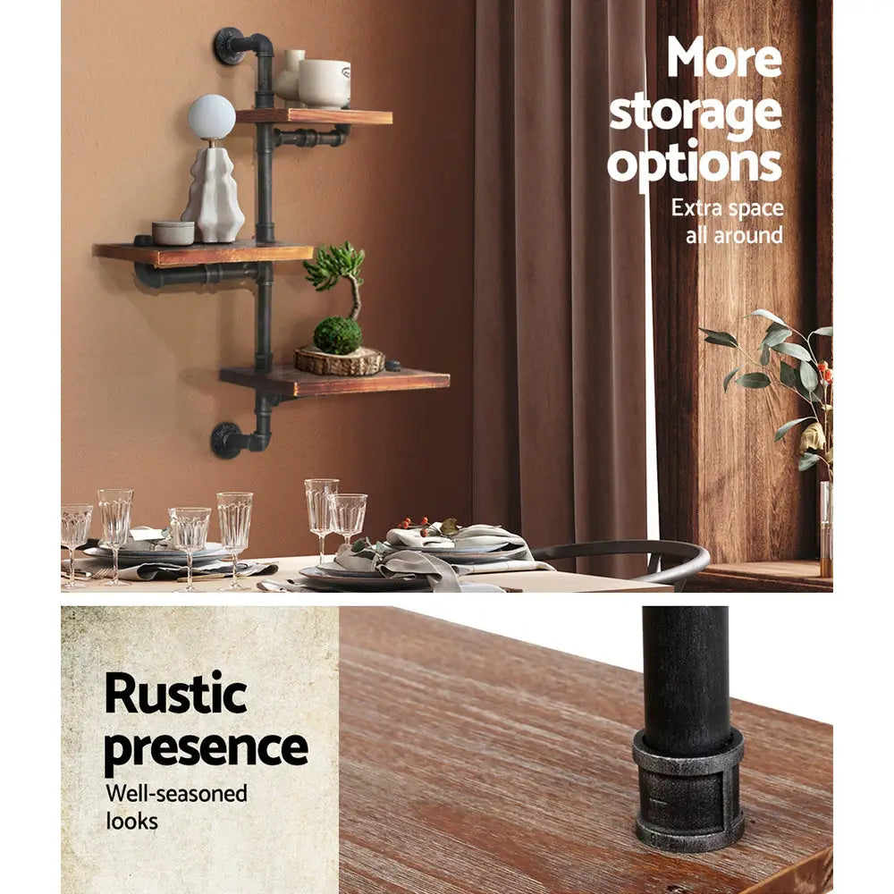 Artiss Floating DIY Pipe Shelf 3 Tiers - IVAN - Furniture > Living Room
