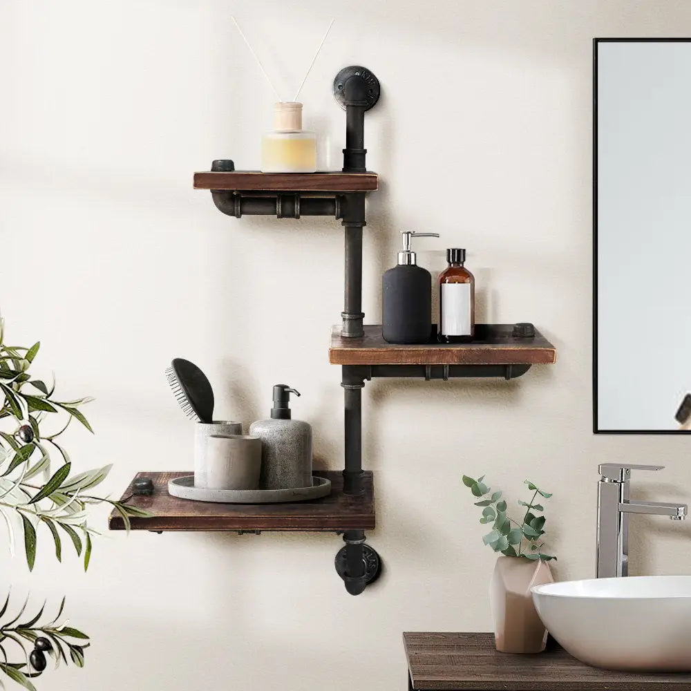 Artiss Floating DIY Pipe Shelf 3 Tiers - IVAN - Furniture > Living Room