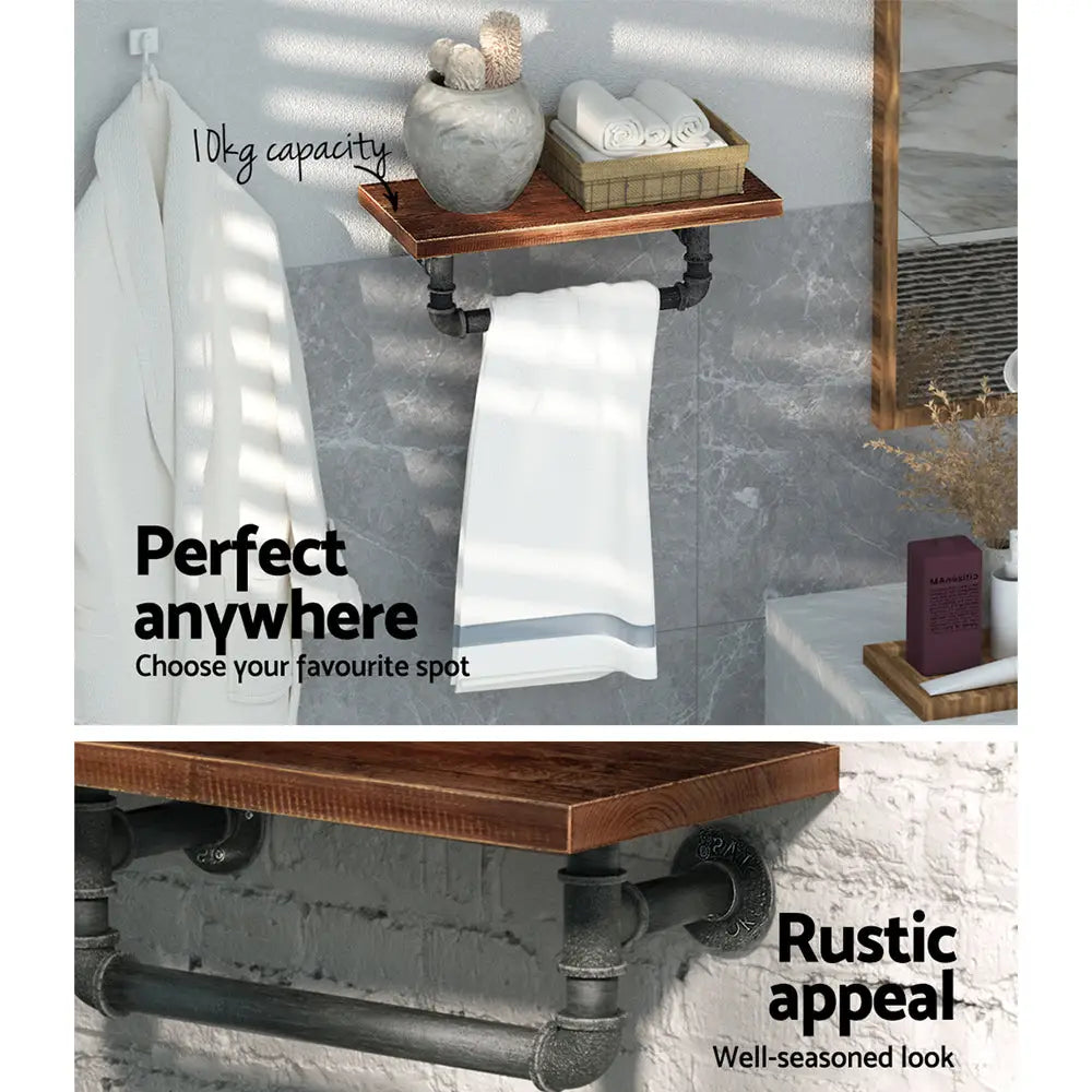 Artiss Floating DIY Pipe Shelf - IVES - Home & Garden > DIY > Kitchen & Bathroom DIY