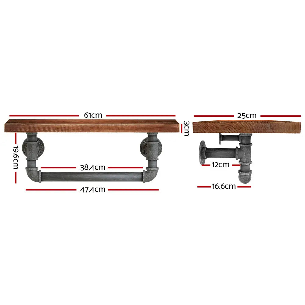 Artiss Floating DIY Pipe Shelf - IVES - Home & Garden > DIY > Kitchen & Bathroom DIY