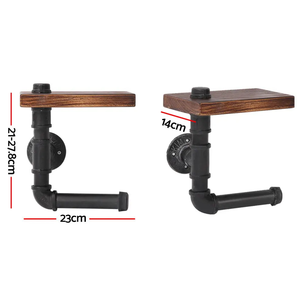 Artiss Floating DIY Pipe Shelf Toilet Paper Holder - Home & Garden > Bathroom Accessories > Toilet Paper Holders