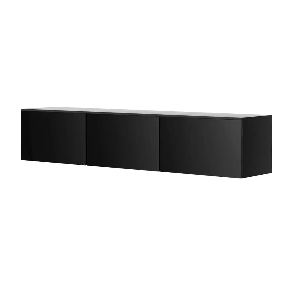 Artiss Floating Entertainment Unit TV Cabinet High Glossy Black 3 Cabinets 200CM - Furniture > Living Room > TV Units