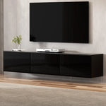 Artiss Floating Entertainment Unit TV Cabinet High Glossy Black 3 Cabinets 200CM - Furniture > Living Room > TV Units