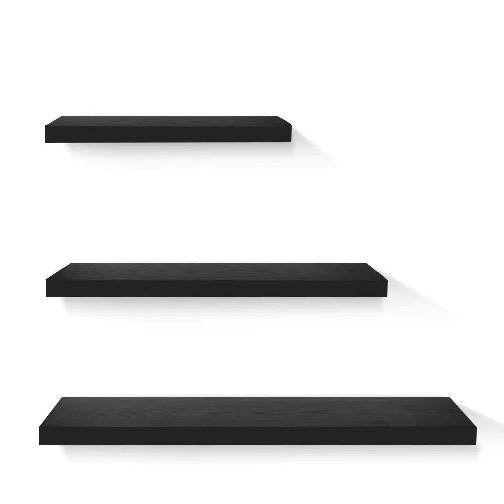 Artiss Floating Wall Shelf Set of 3 Black - Home & Garden > Storage