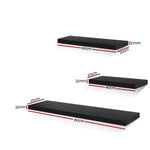 Artiss Floating Wall Shelf Set of 3 Black - Home & Garden > Storage