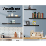 Artiss Floating Wall Shelf Set of 3 Black - Home & Garden > Storage