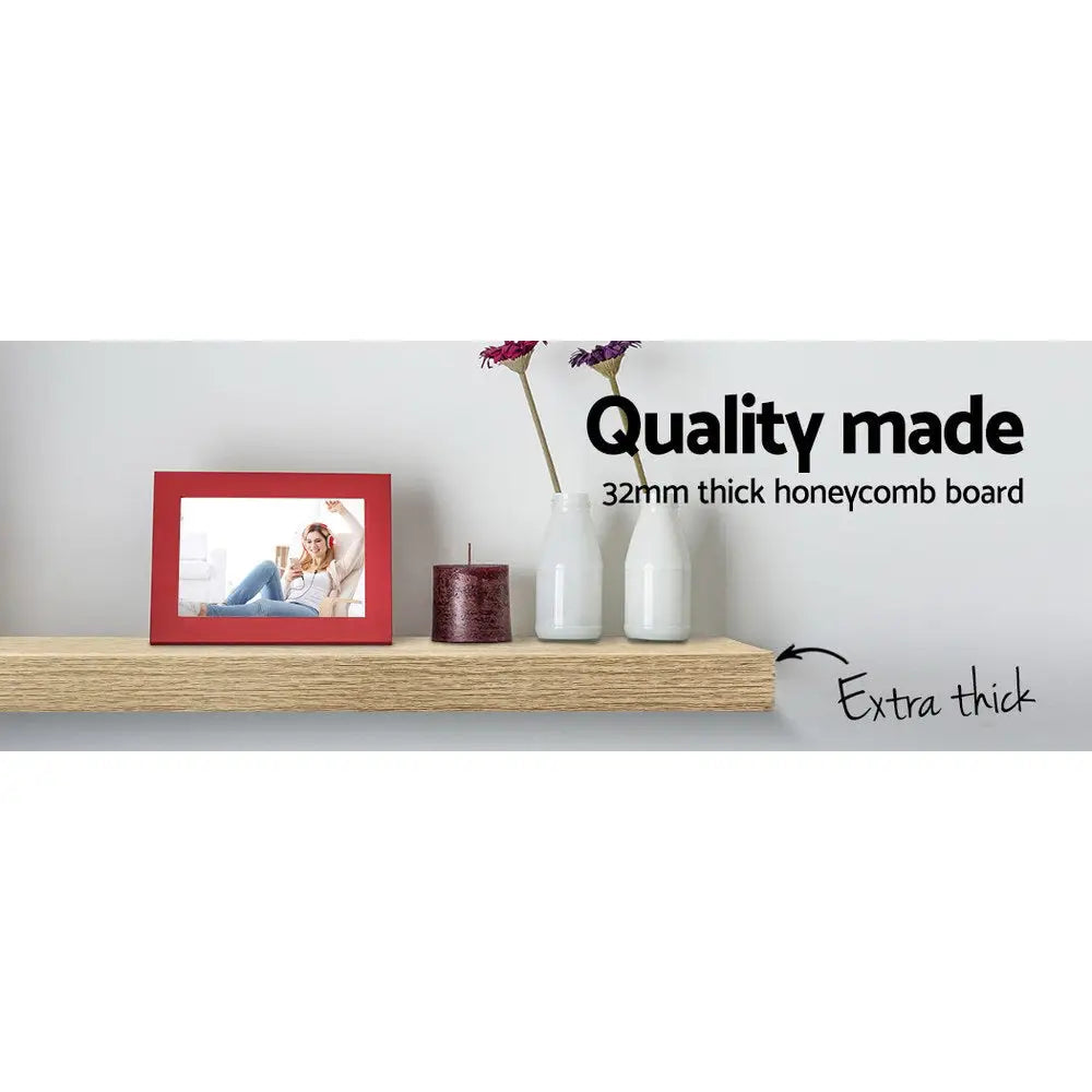 Artiss Floating Wall Shelf Set of 3 Oak - Furniture > Office