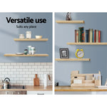 Artiss Floating Wall Shelf Set of 3 Oak - Furniture > Office