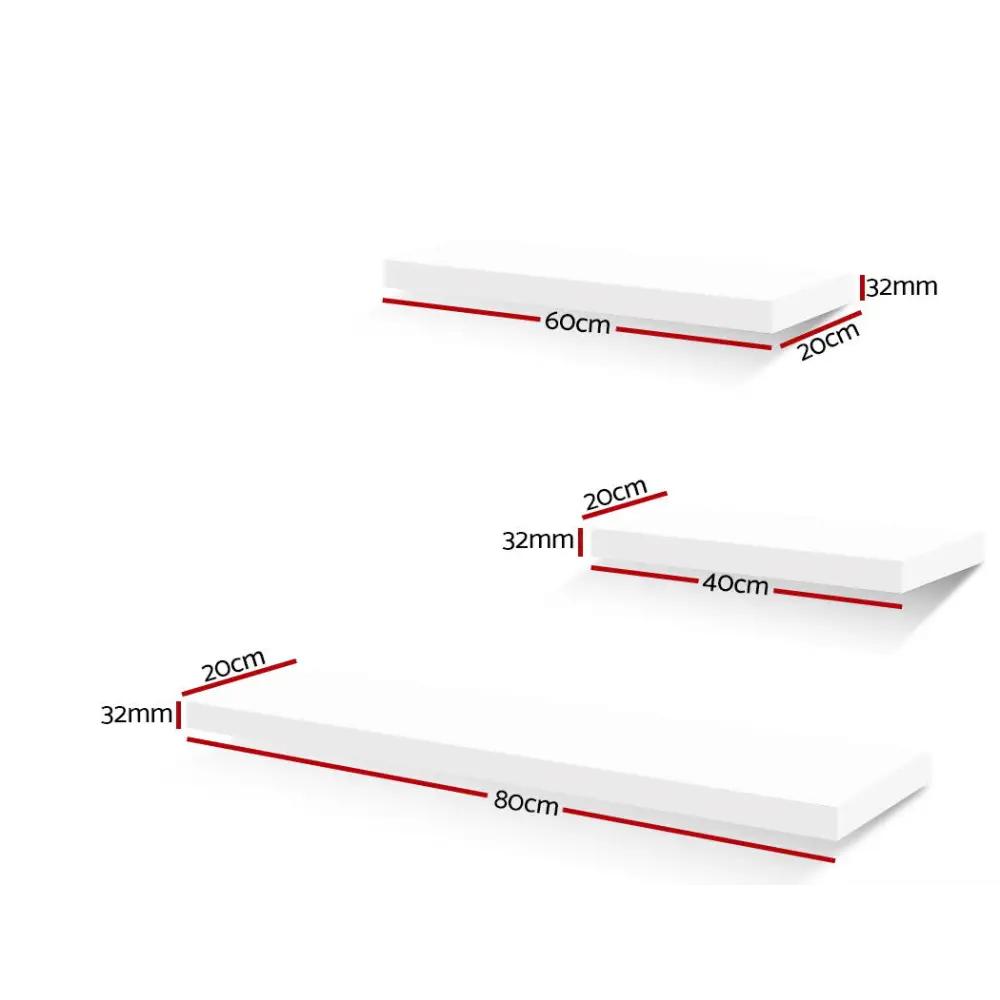 Artiss Floating Wall Shelf Set of 3 White - Home & Garden > Storage
