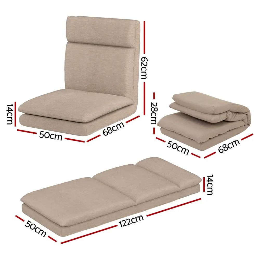 Artiss Floor Chair Sofa 1 Seater Linen - Beige - Furniture > Sofas > Sofas & Sofa Beds
