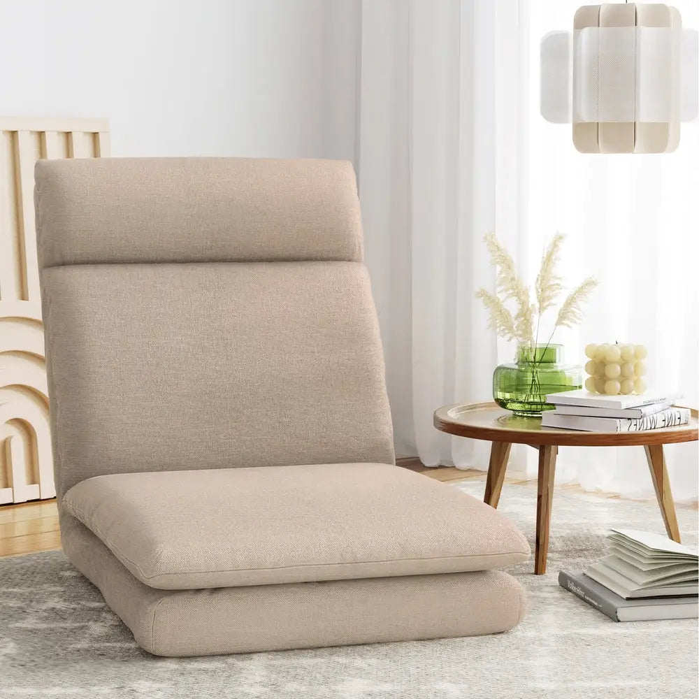 Artiss Floor Chair Sofa 1 Seater Linen - Beige - Furniture > Sofas > Sofas & Sofa Beds
