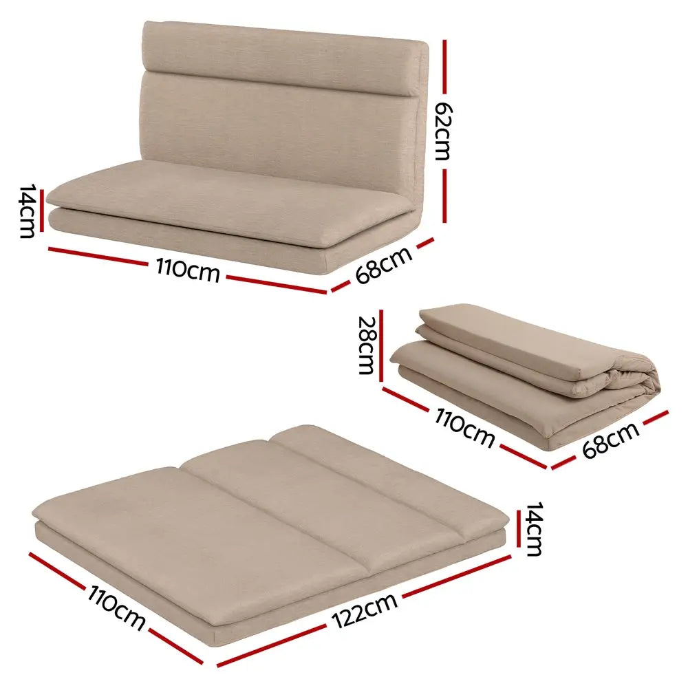 Artiss Floor Chair Sofa 2 Seater Linen Beige - Furniture > Sofas > Sofas & Sofa Beds