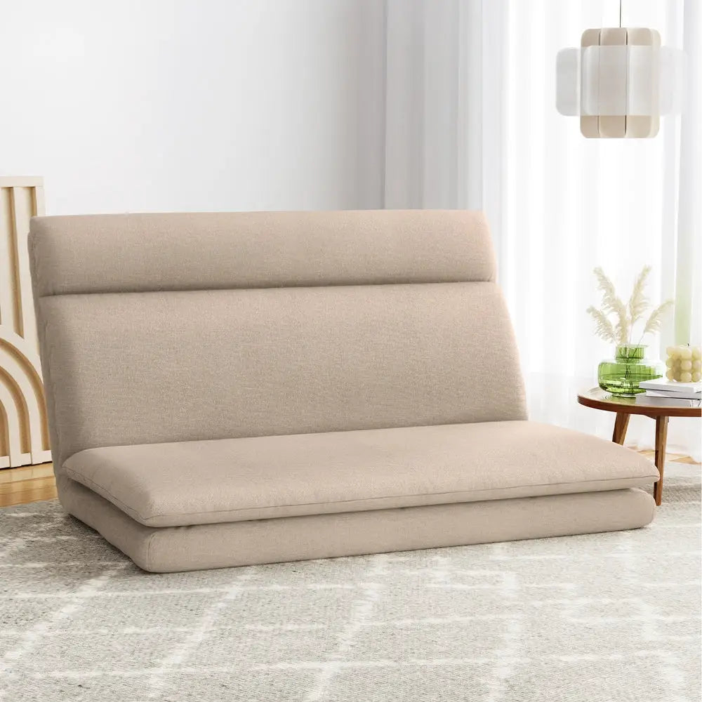 Artiss Floor Chair Sofa 2 Seater Linen Beige - Furniture > Sofas > Sofas & Sofa Beds