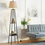 Artiss Floor Lamp 2 Tier Shelf Storage LED Light Stand Home Living Room Upright - Furniture > Bedroom