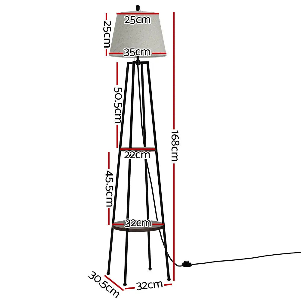 Artiss Floor Lamp 2 Tier Shelf Storage LED Light Stand Home Living Room Upright - Furniture > Bedroom