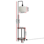 Artiss Floor Lamp 2 Tier Shelf Storage LED Light Stand Home Room Adjustable Head - Furniture > Bedroom