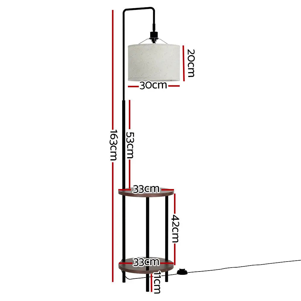 Artiss Floor Lamp 2 Tier Shelf Storage LED Light Stand Home Room Adjustable Head - Furniture > Bedroom