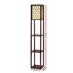 Artiss Floor Lamp 3 Tier Shelf Storage LED Light Stand Home Room Pattern Brown - Furniture > Bedroom