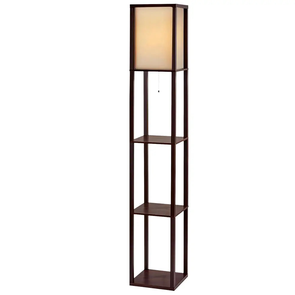 Artiss Floor Lamp 3 Tier Shelf Storage LED Light Stand Home Room Vintage Brown - Home & Garden > Lighting
