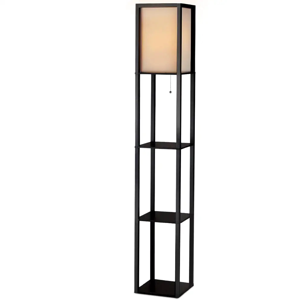 Artiss Floor Lamp 3 Tier Shelf Shelf Storage LED Light Stand Home Room Vintage Black - Home & Garden > Lighting