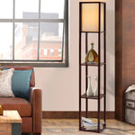 Artiss Floor Lamp 3 Tier Shelf Storage LED Light Stand Home Room Vintage Brown - Home & Garden > Lighting