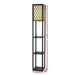 Artiss Floor Lamp 3 Tier Shelf Storage LED Light Stand Home Room Pattern Black - Furniture > Bedroom