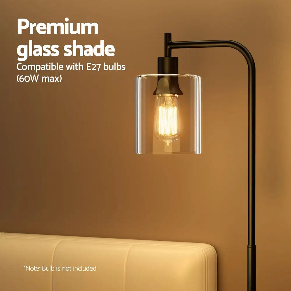 Artiss Floor Lamp Light Stand Modern Home Living Room Office Reading Glass Shade Black - Home & Garden > Lighting >