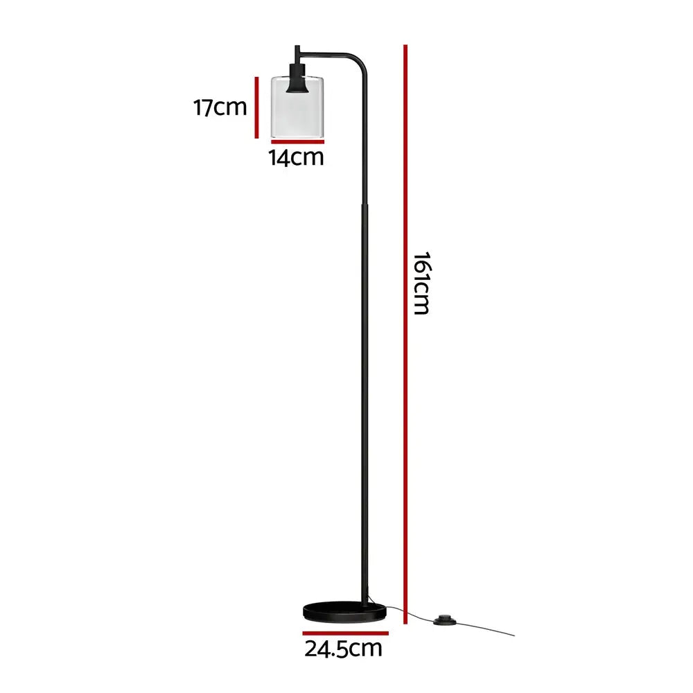 Artiss Floor Lamp Light Stand Modern Home Living Room Office Reading Glass Shade Black - Home & Garden > Lighting >