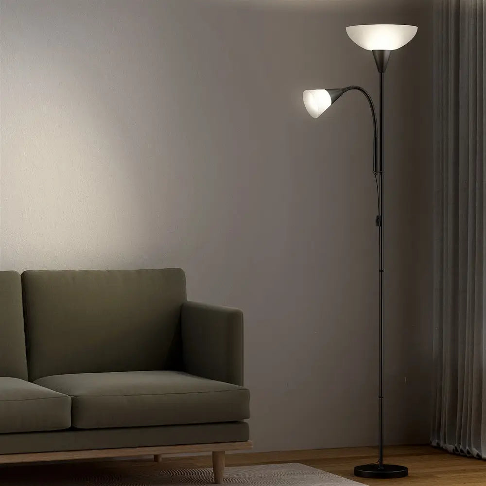 Artiss Floor Lamp Mother and Child Modern Home Living Room Office Reading Black - Home & Garden > Lighting > Floor Lamps