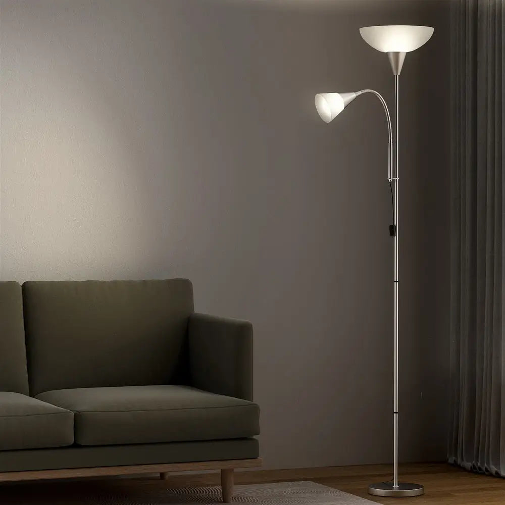 Artiss Floor Lamp Mother and Child Modern Home Living Room Office Reading Silver - Home & Garden > Lighting > Floor