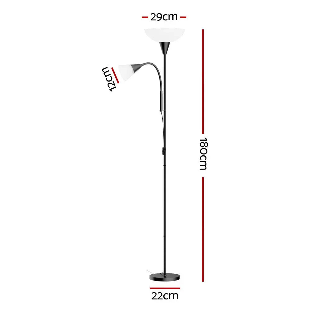 Artiss Floor Lamp Mother and Child Modern Home Living Room Office Reading Black - Home & Garden > Lighting > Floor Lamps