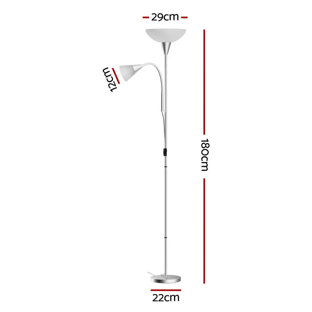 Artiss Floor Lamp Mother and Child Modern Home Living Room Office Reading Silver - Home & Garden > Lighting > Floor