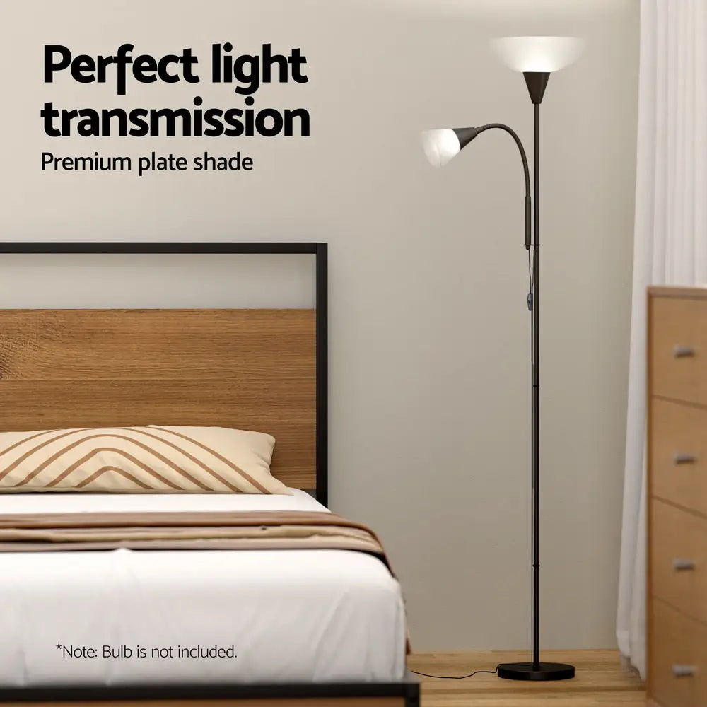 Artiss Floor Lamp Mother and Child Modern Home Living Room Office Reading Black - Home & Garden > Lighting > Floor Lamps