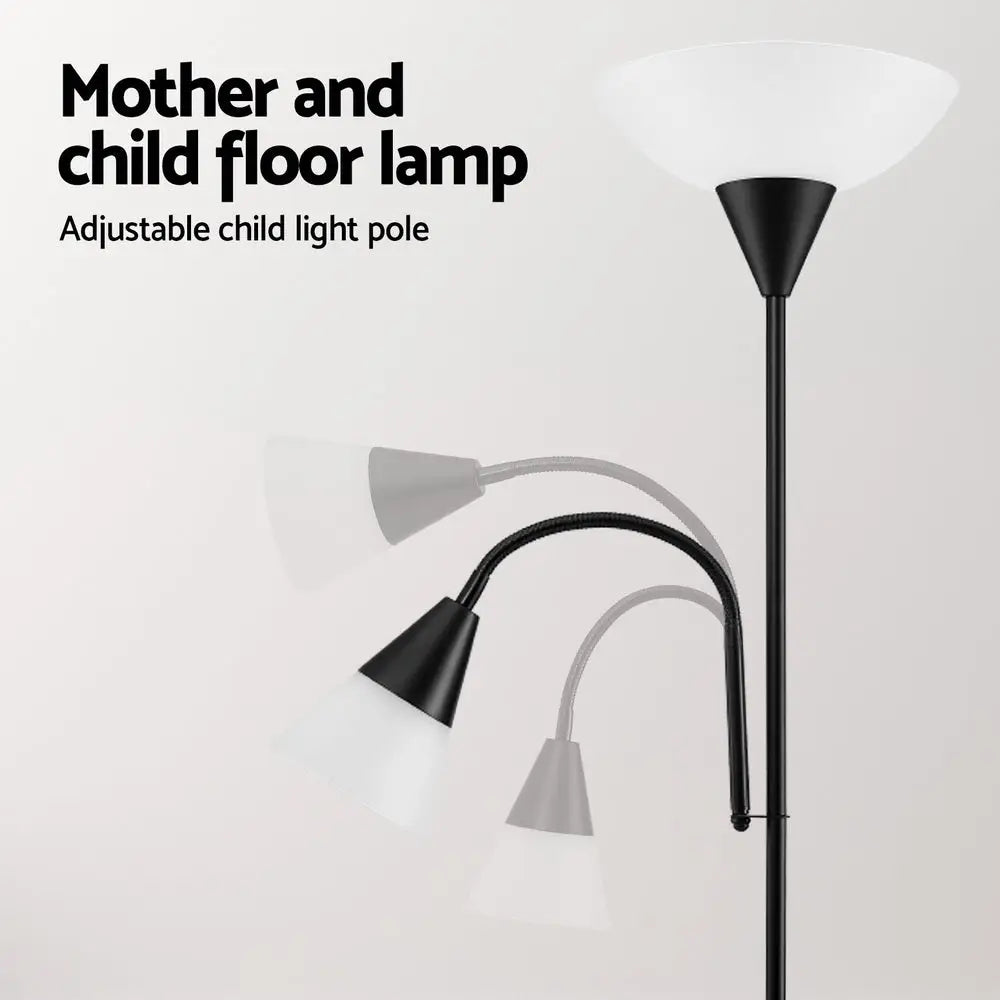 Artiss Floor Lamp Mother and Child Modern Home Living Room Office Reading Black - Home & Garden > Lighting > Floor Lamps