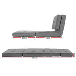 Artiss Floor Lounge Single Sofa Bed Grey Fabric - Furniture > Living Room
