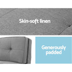 Artiss Floor Lounge Single Sofa Bed Grey Fabric - Furniture > Living Room