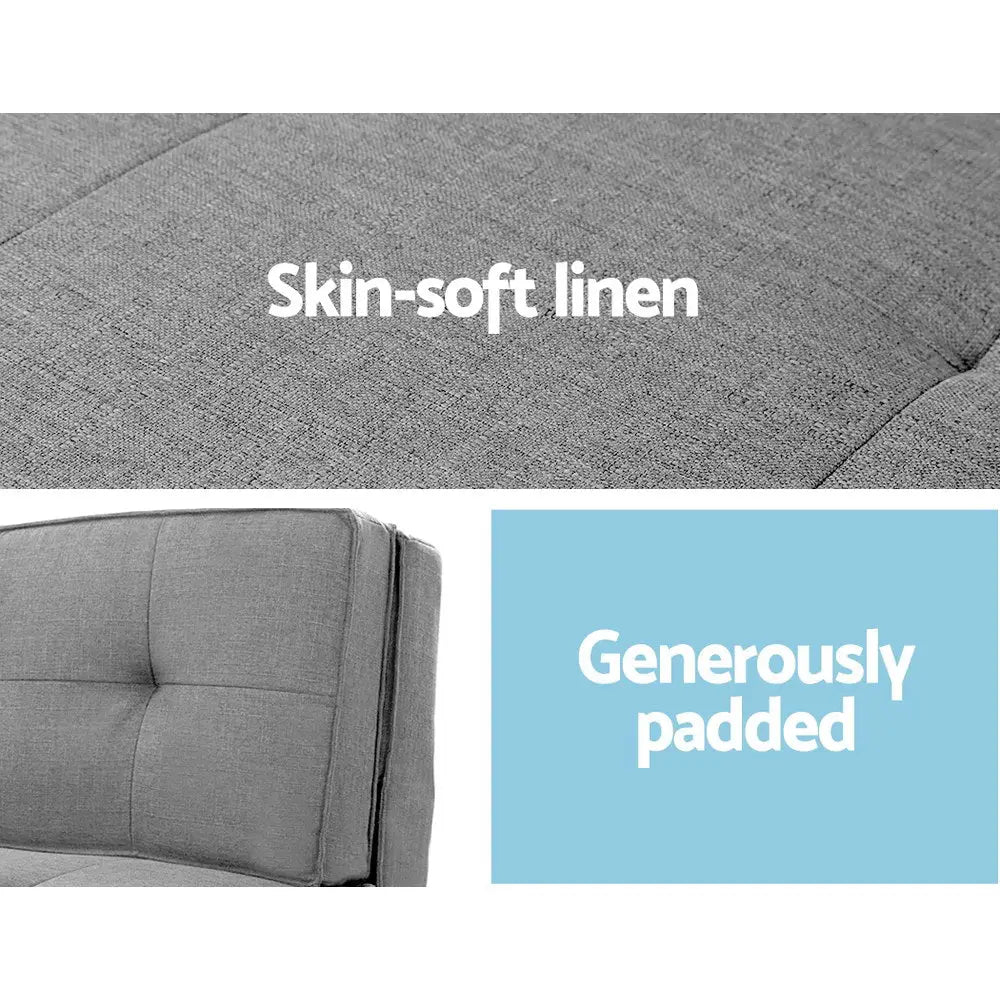 Artiss Floor Lounge Single Sofa Bed Grey Fabric - Furniture > Living Room