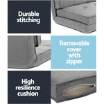 Artiss Floor Lounge Single Sofa Bed Grey Fabric - Furniture > Living Room