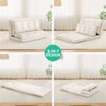 Artiss Floor Lounge Sofa Bed 2 Seater Pillow Leather White - Furniture > Sofas > Sofas & Sofa Beds