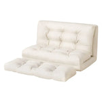 Artiss Floor Lounge Sofa Bed 2 Seater Pillow Leather White - Furniture > Sofas > Sofas & Sofa Beds
