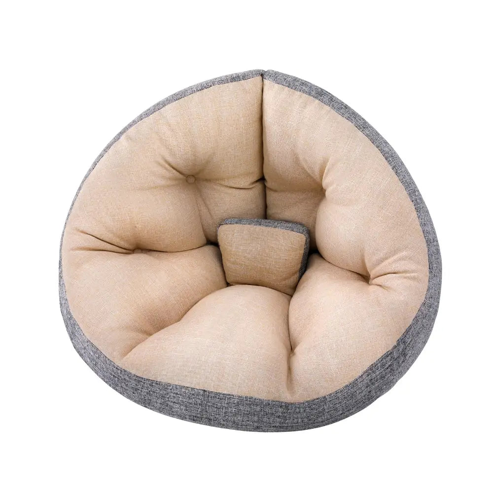 Artiss Floor Lounge Sofa Bed Chair Foldable Washable Beige - Furniture > Bar Stools & Chairs > Arm Chairs & Recliners