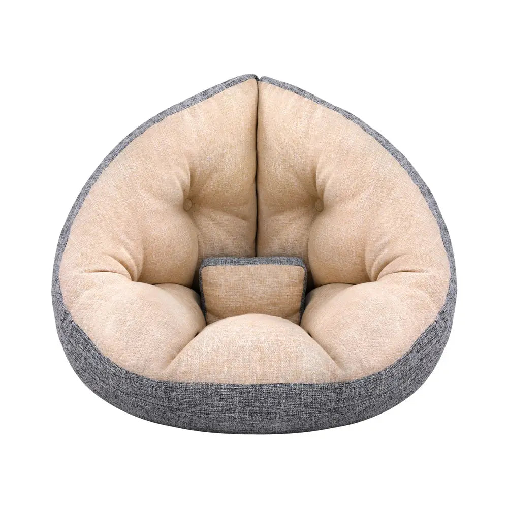 Artiss Floor Lounge Sofa Bed Chair Foldable Washable Beige - Furniture > Bar Stools & Chairs > Arm Chairs & Recliners
